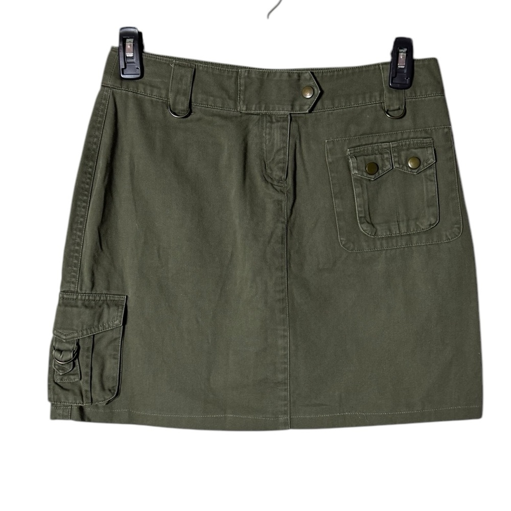 Stylish Olive Mini Skirt with Pocket Detail